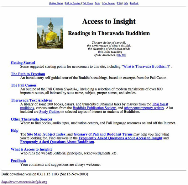 Picture of ATI home page, November 2003